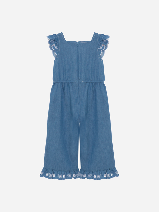 Salopette in denim con ricami