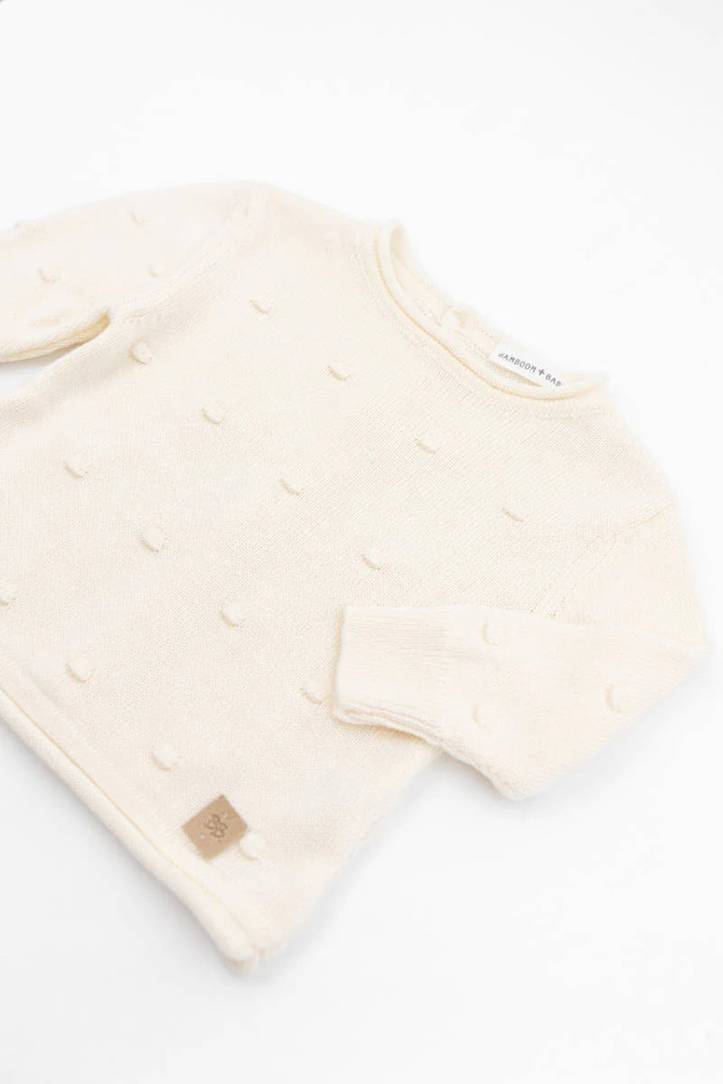 Maglia apertura dietro mini pom-pom - Bianco