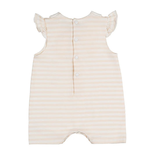 Pagliaccetto a righe beige c/fiocco