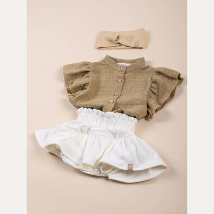 Camicia bimba Lino Look - MUSTARD
