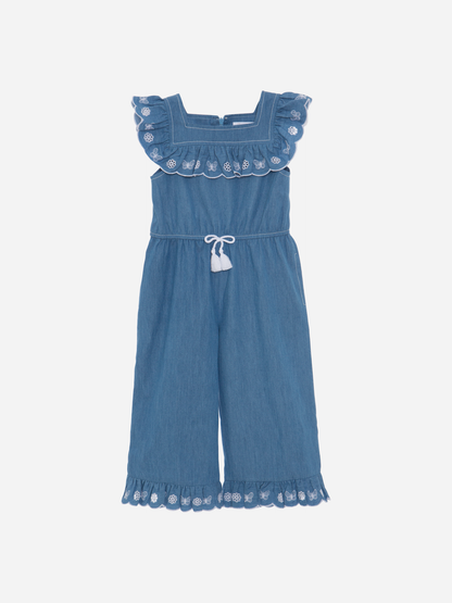 Salopette in denim con ricami