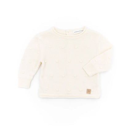 Maglia apertura dietro mini pom-pom - Bianco