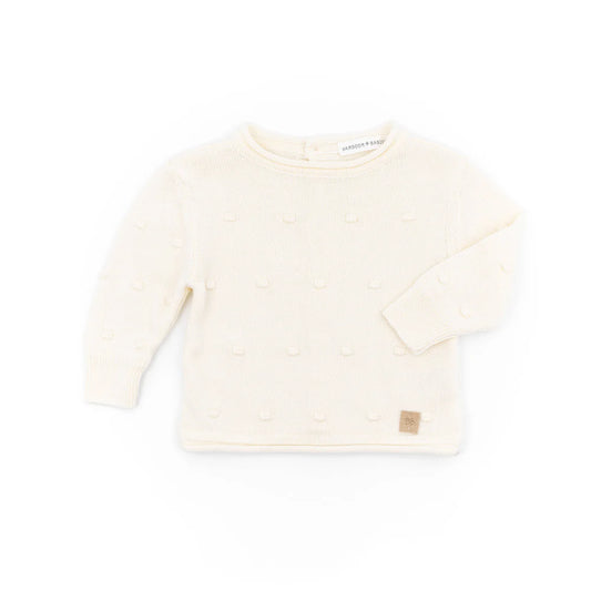 Maglia apertura dietro mini pom-pom - Bianco