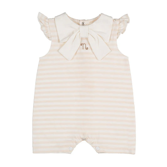 Pagliaccetto a righe beige c/fiocco