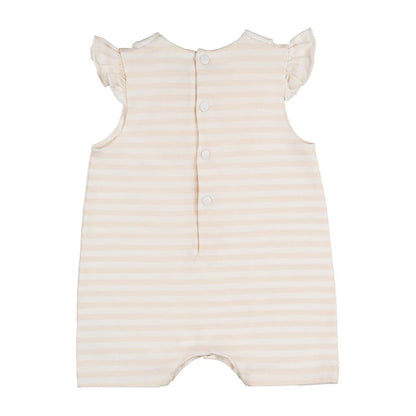 Pagliaccetto a righe beige c/fiocco