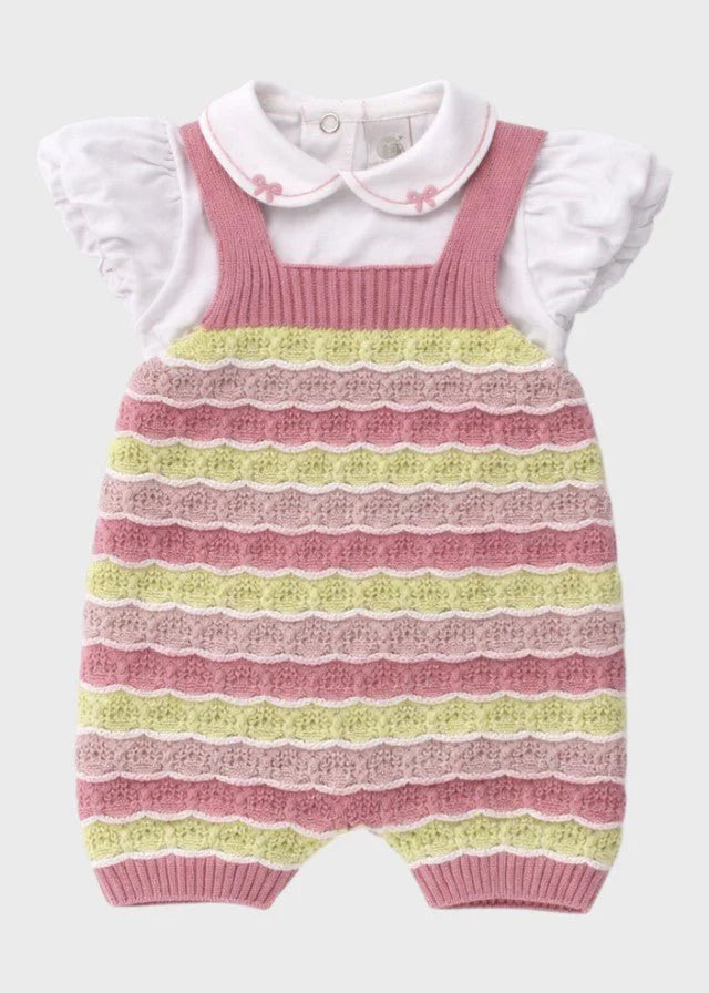 Completo salopette maglia melograno
