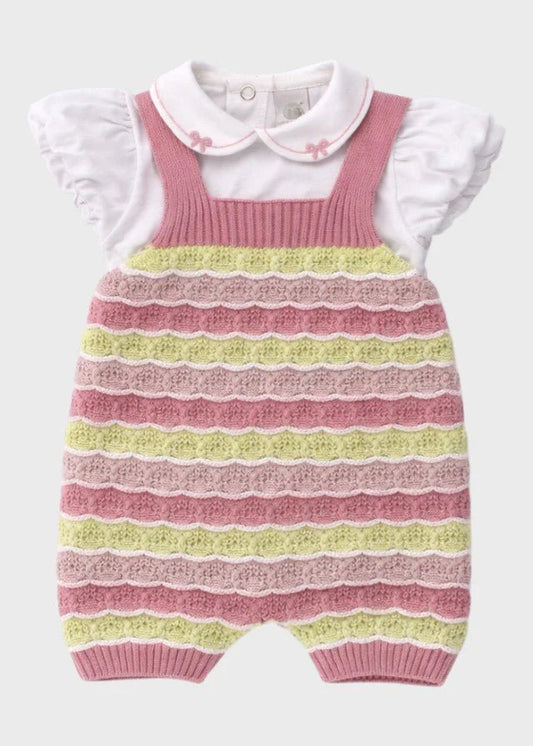 Completo salopette maglia melograno