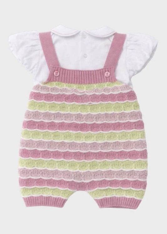 Completo salopette maglia melograno