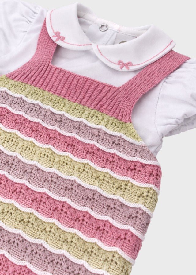 Completo salopette maglia melograno